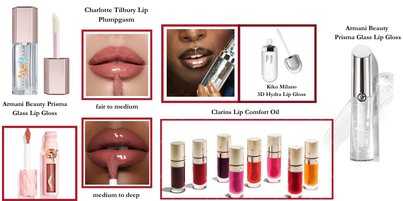 I gloss di vari brand per realizzare le Cherry Cola Lips 