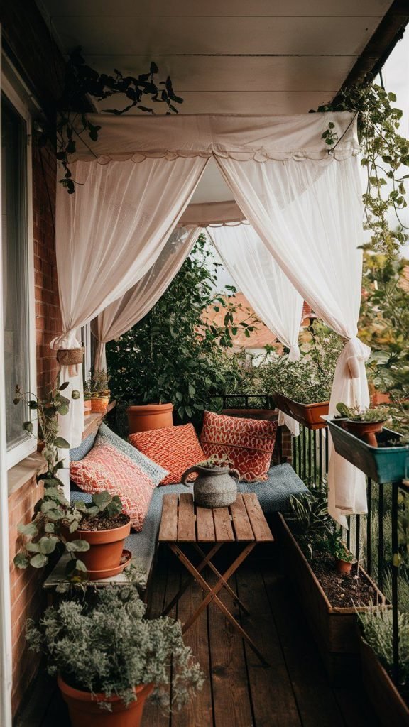 tende bianche per arredare il balcone in primavera