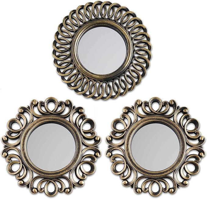 Set di 3 specchi dorati