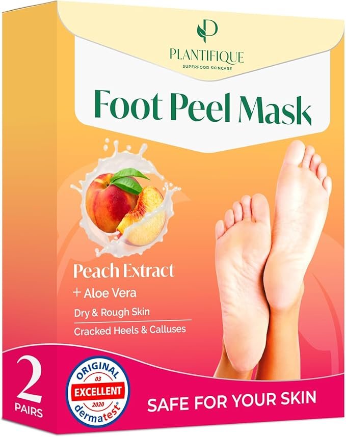 Plantifique Maschera Piedi Esfoliante alla Pescae Aloe Vera – Peeling Intenso con Acidi Esfolianti per una Pedicure Fai da Te Professionale