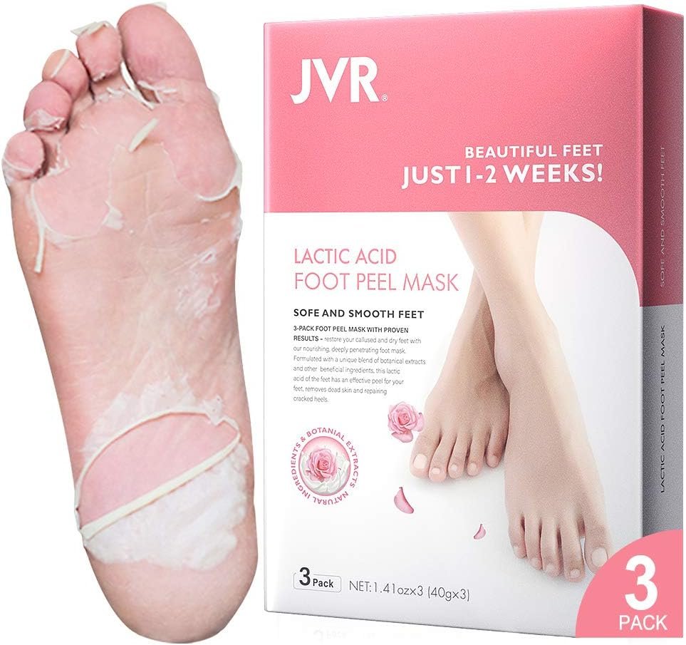 JVR Maschera Esfoliante Piedi con Acido Lattico e Ialuronico – 3 Paia per Calli, Pelle Morta e Talloni Screpolati