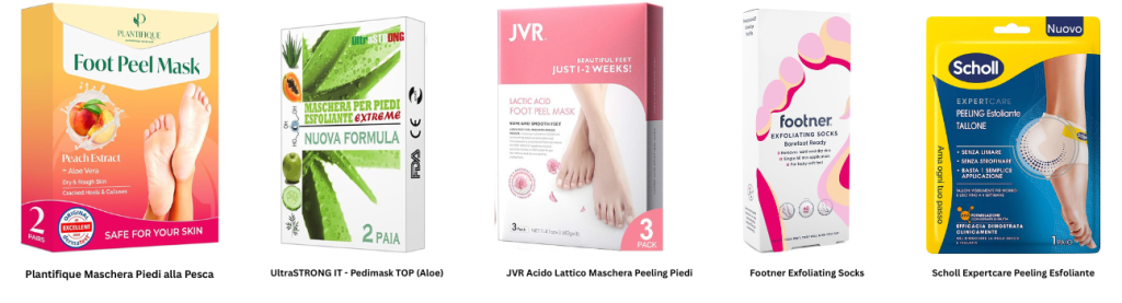 foto delle 5 migliori maschere piedi calzino esfolianti vendute su amazon