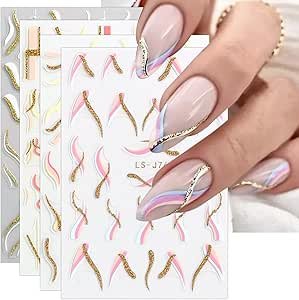 JMEOWIO 9 FOGLI ADESIVI FRENCH MANICURE
