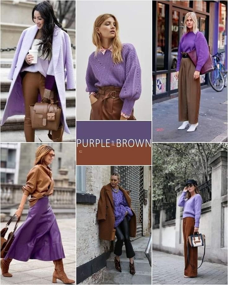 SPUNTI DI OUTFIT SU COME ABBINARE IL MARRONE COL VIOLA