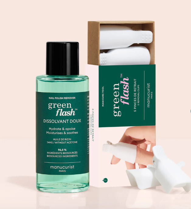 solvente delicato e clip per la rimozione dello smalto semipermanente manucurist green flash 