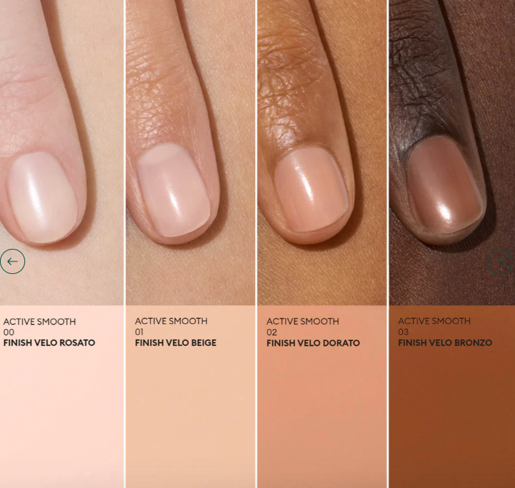 DIFFERENTI COLORAZIONI DELLO SMALTO ACTIVE SMOOTH DI MANUCURIST APPLICATO SEULLE UNGHUE DI DIVERSE CARNAGIONI