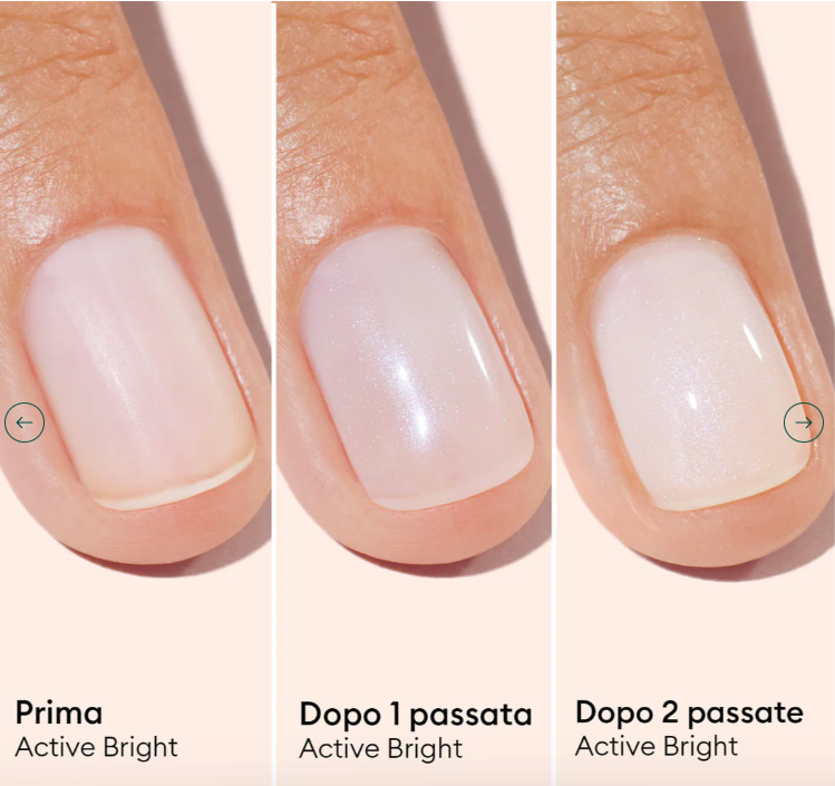 EFFETTO SULLE UNGHIE DI UNA E DUE PASSATO DELLO SMALTO ACTIVE BRIGHT DI MANUCURIST 
