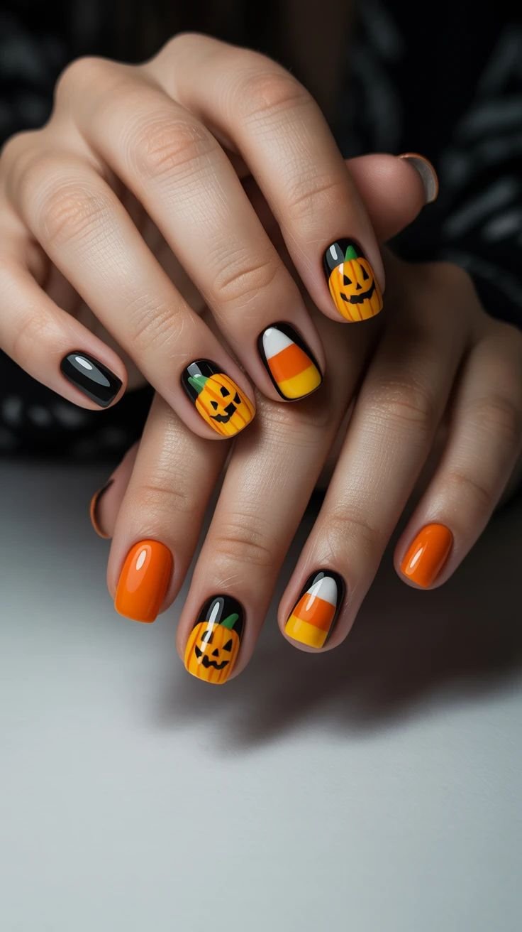 unghie halloween con le zucche