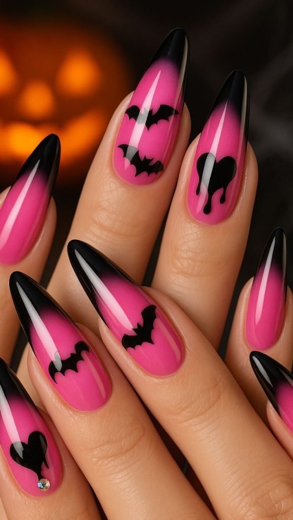 idee unghie halloween rosa