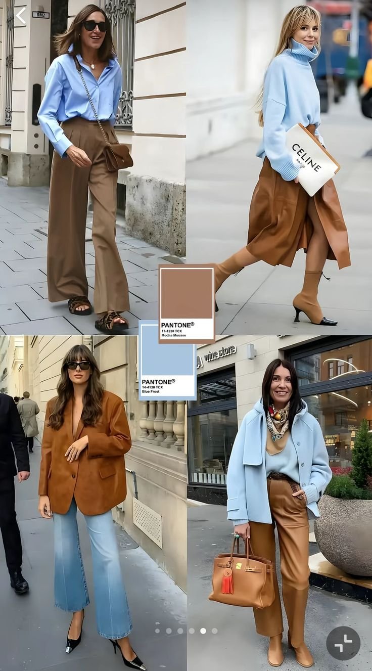 SPUNTI DI OUTFIT SU COME ABBINARE IL MARRONE CON L'AZZURRO