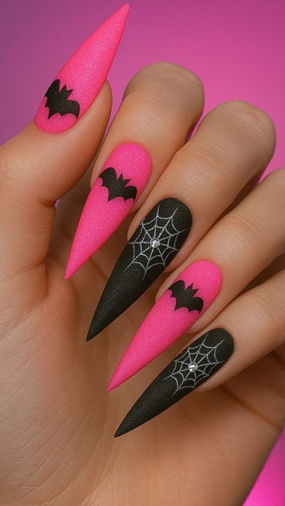 idee unghie halloween rosa