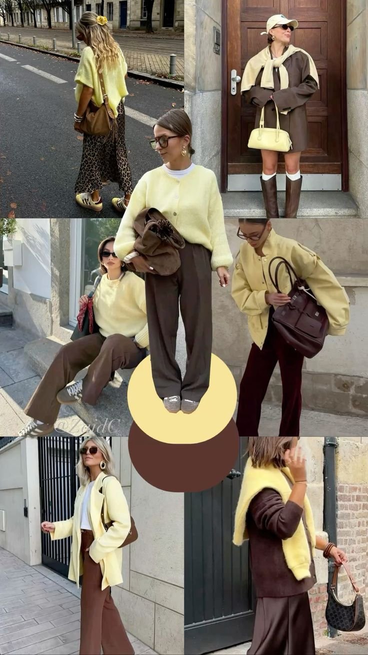 SPUNTI DI OUTFIT SU COME ABBINARE IL MARRONE COL GIALLO