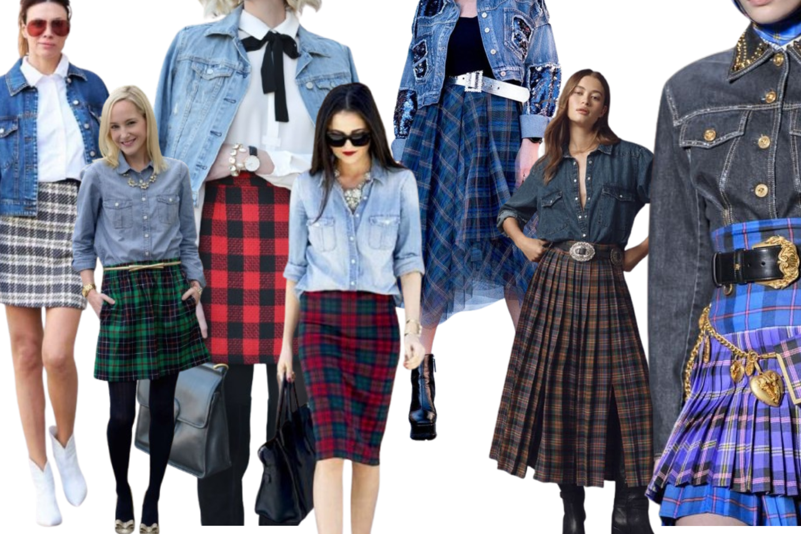 Come abbinare una gonna scozzese col denim