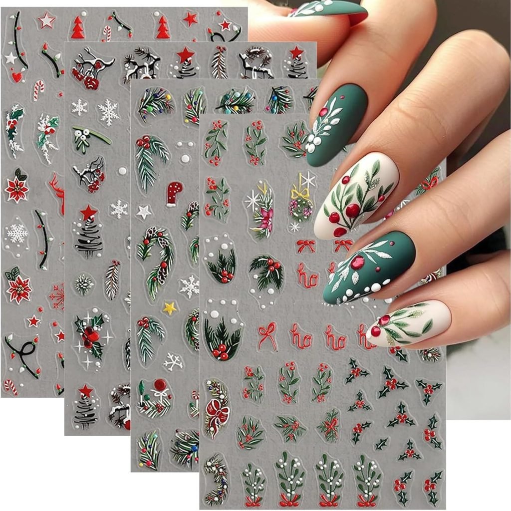 unghie natalizie con stickers