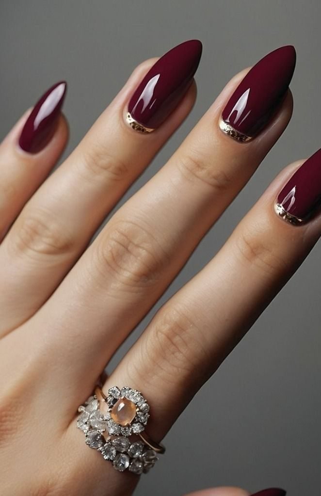 Idee Unghie Rosse Natalizie Burgundy 