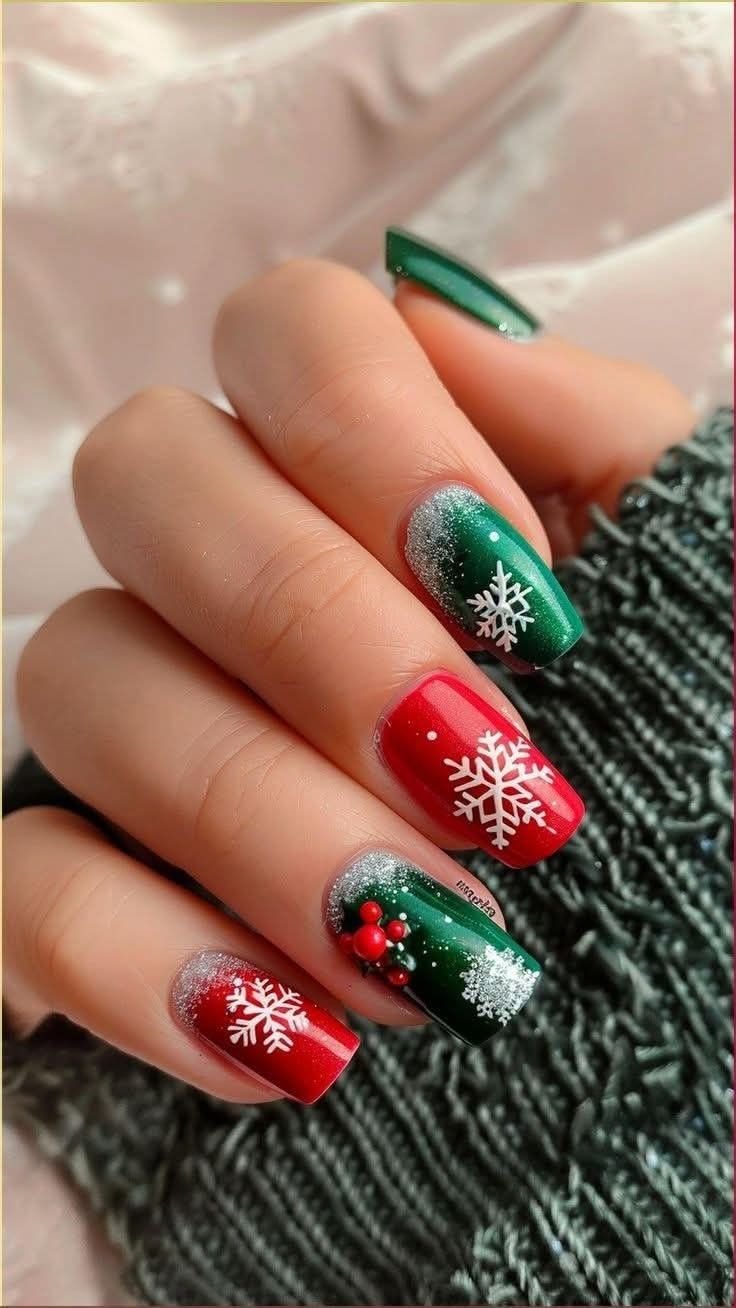 Idee Unghie  Natalizie Rosse e Verdi (effetto Xmas vibes)