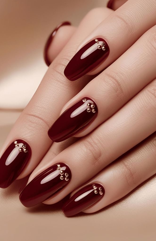 Idee Unghie Rosse Natalizie Burgundy 
