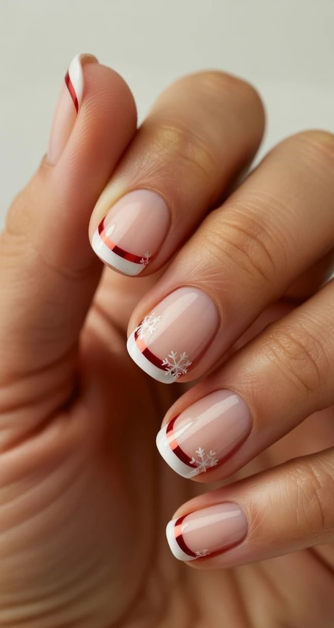 Idee Unghie Rosse Natalizie con French