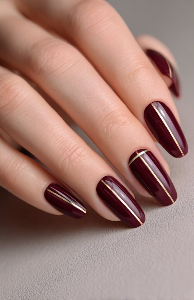 Idee Unghie Rosse Natalizie Burgundy 