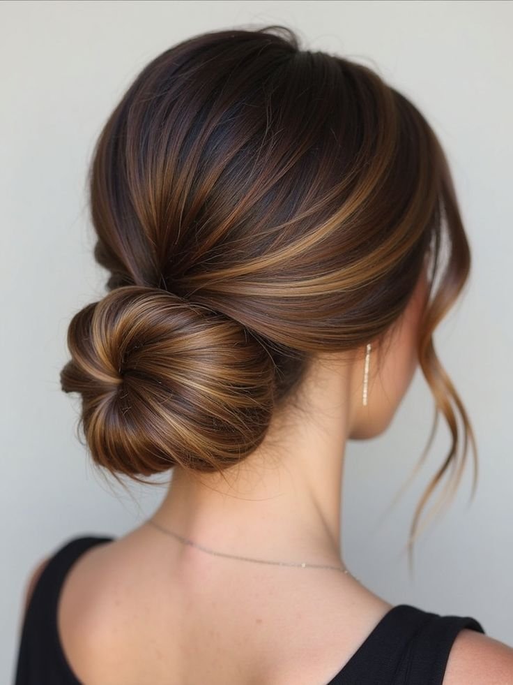 acconciature natalizie semplici chignon basso morbido