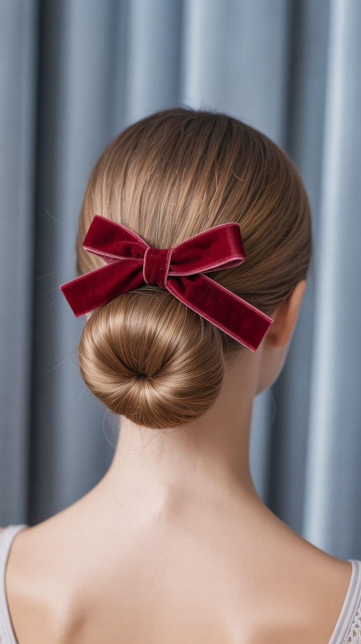 acconciature natalizie semplici chignon basso tirato e compatto 