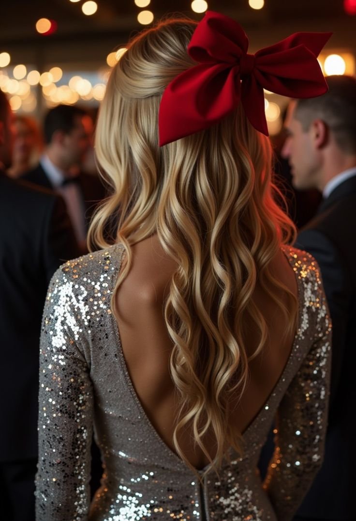 Acconciature natalizie semplici capelli mossi 