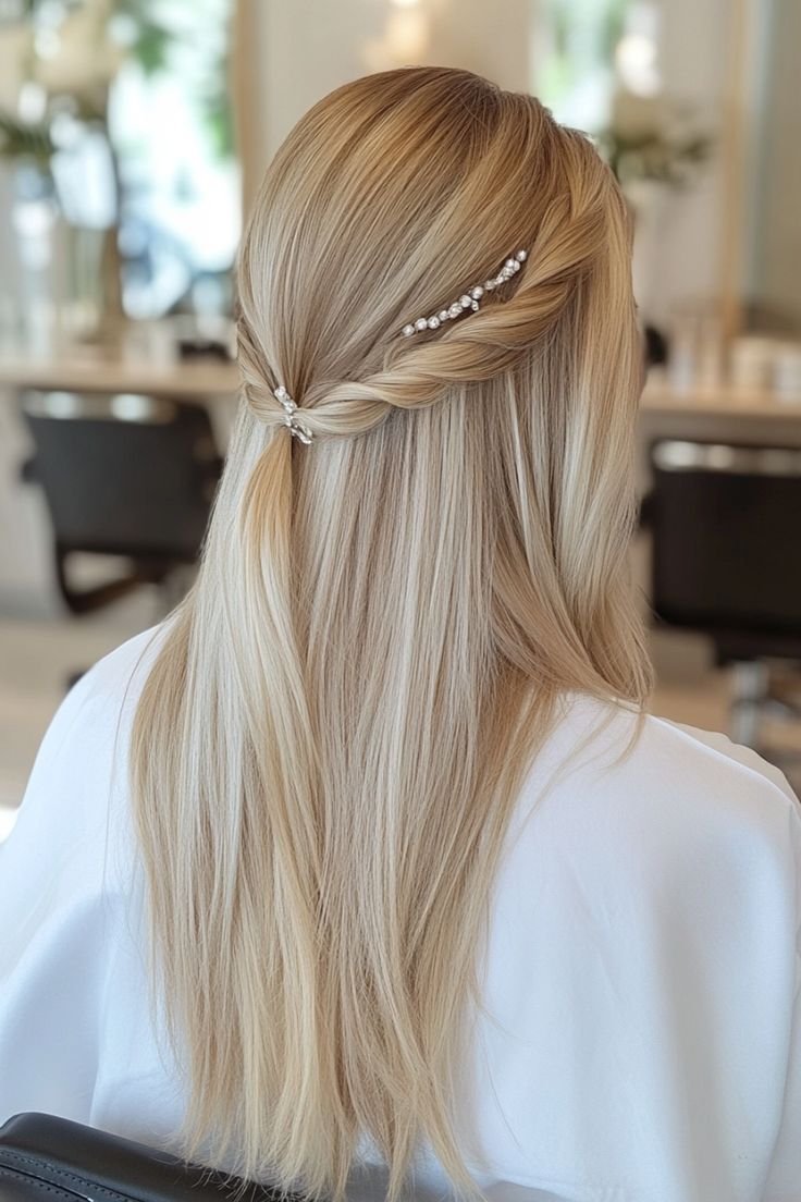 Acconciature natalizie semplici capelli lisci 