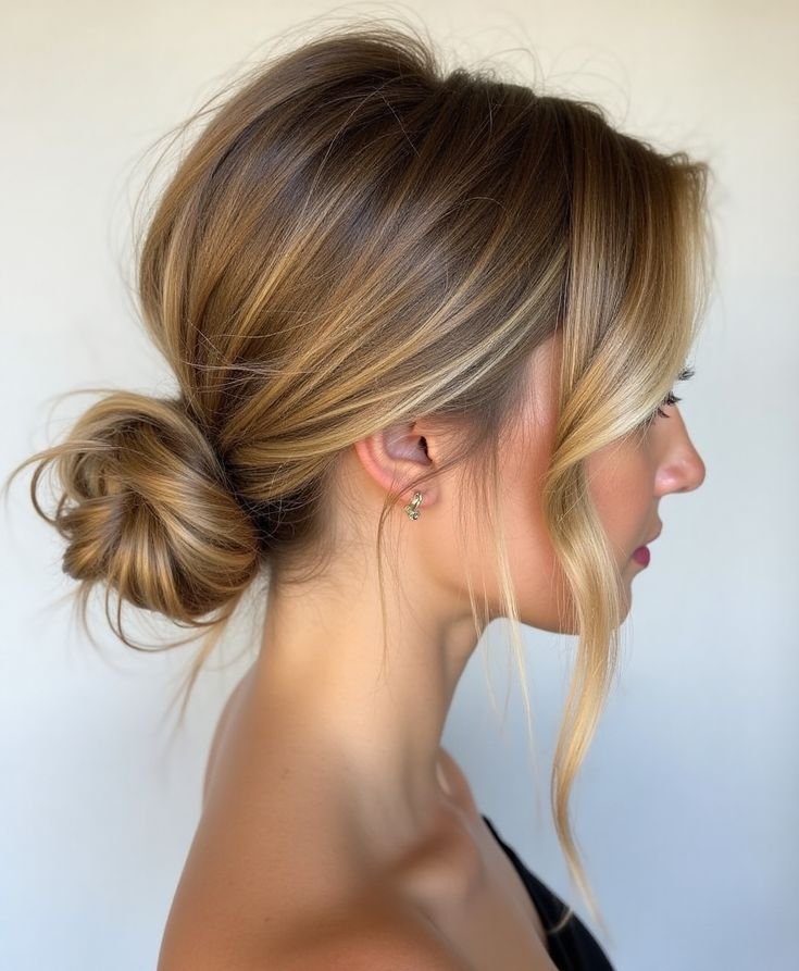acconciature natalizie semplici chignon basso morbido