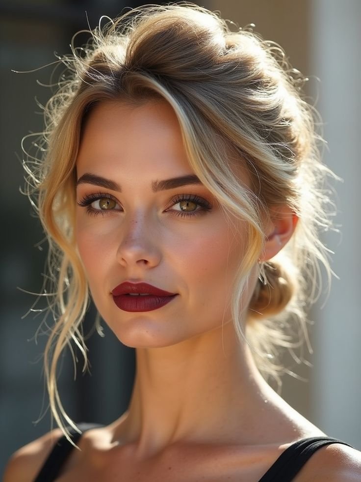 acconciature natalizie semplici: chignon basso morbido 