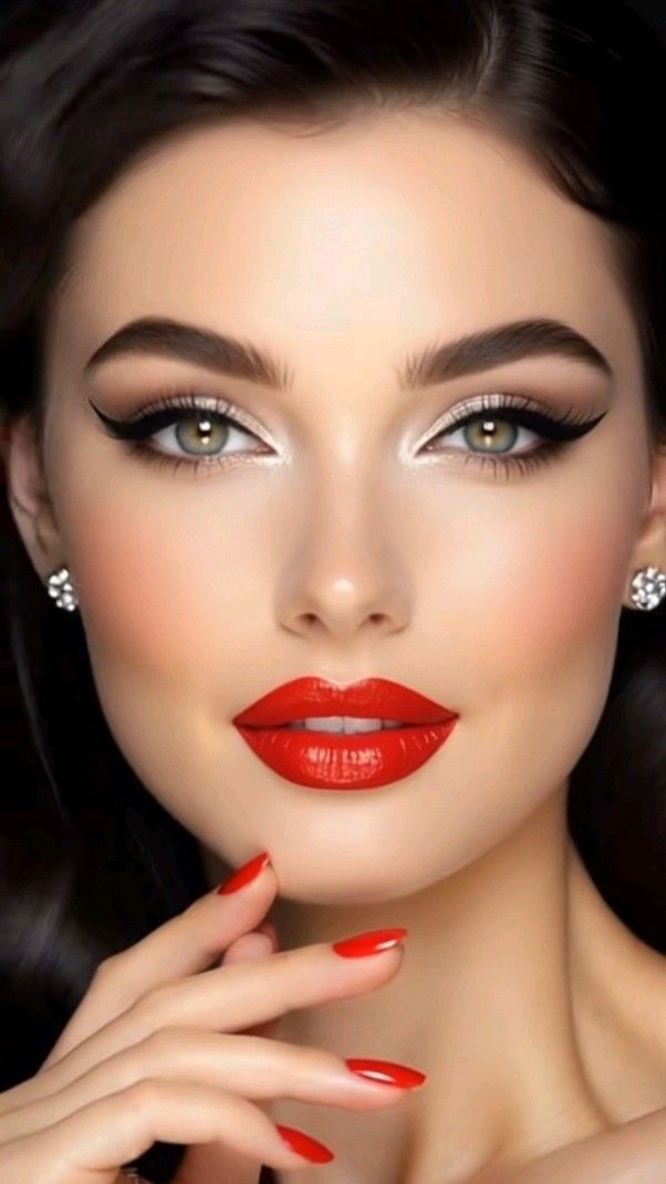 makeup rossetto rosso per tubino nero per capodanno 