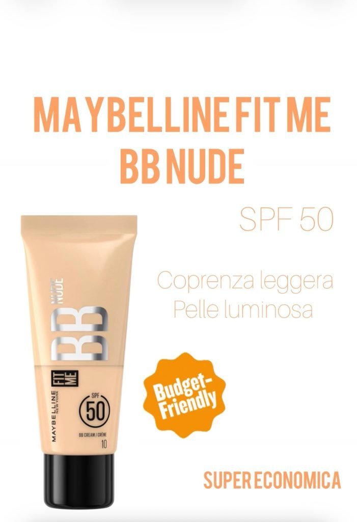 fondotinta economici con SPF 50 maybelline fit me bb nude