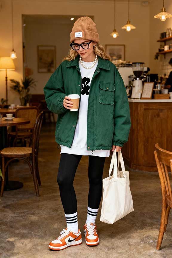come indossare i leggings fuori dalla palestra idea di outfit indossata da ragazza cool