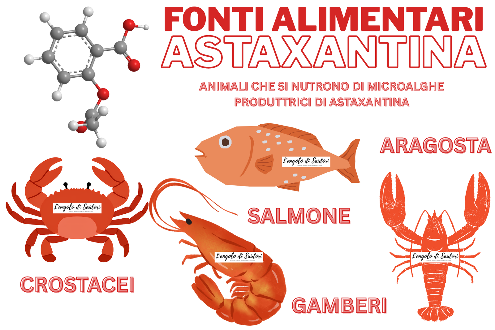 astaxantina a cosa serve scheda informativa della fonti alimentari