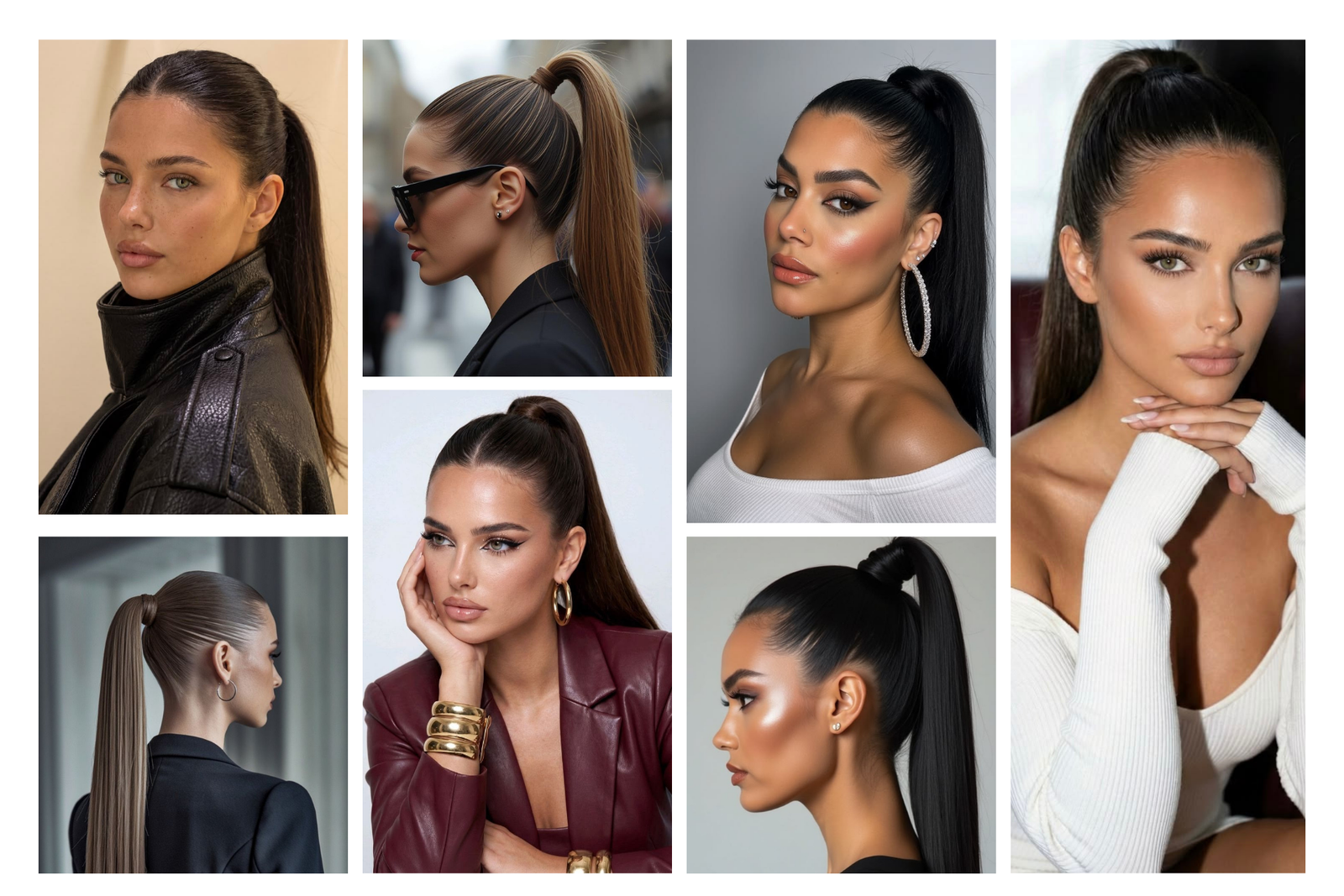 carrellata di foto di acconciature pony tail per realizzare il beauty hack del lifting viso con i capelli