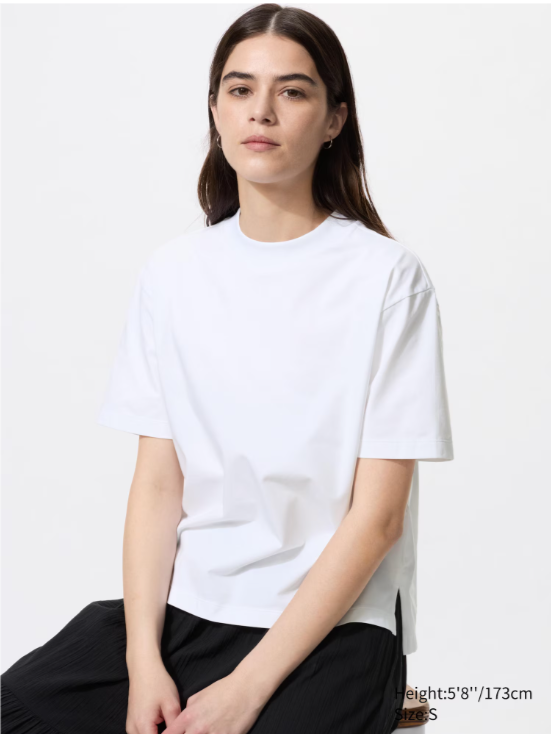 tshirt bianca perfetta di uniqlo AIRism cotone