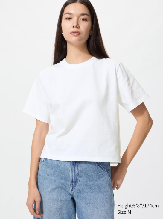 tshirt bianca perfetta Uniqlo T-shirt 100% cotone girocollo boxy