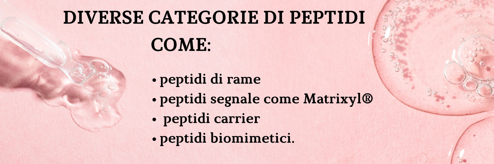 infografica sugli attivi contenuti nei sieri al collagene: i peptidi e le diverse categorie