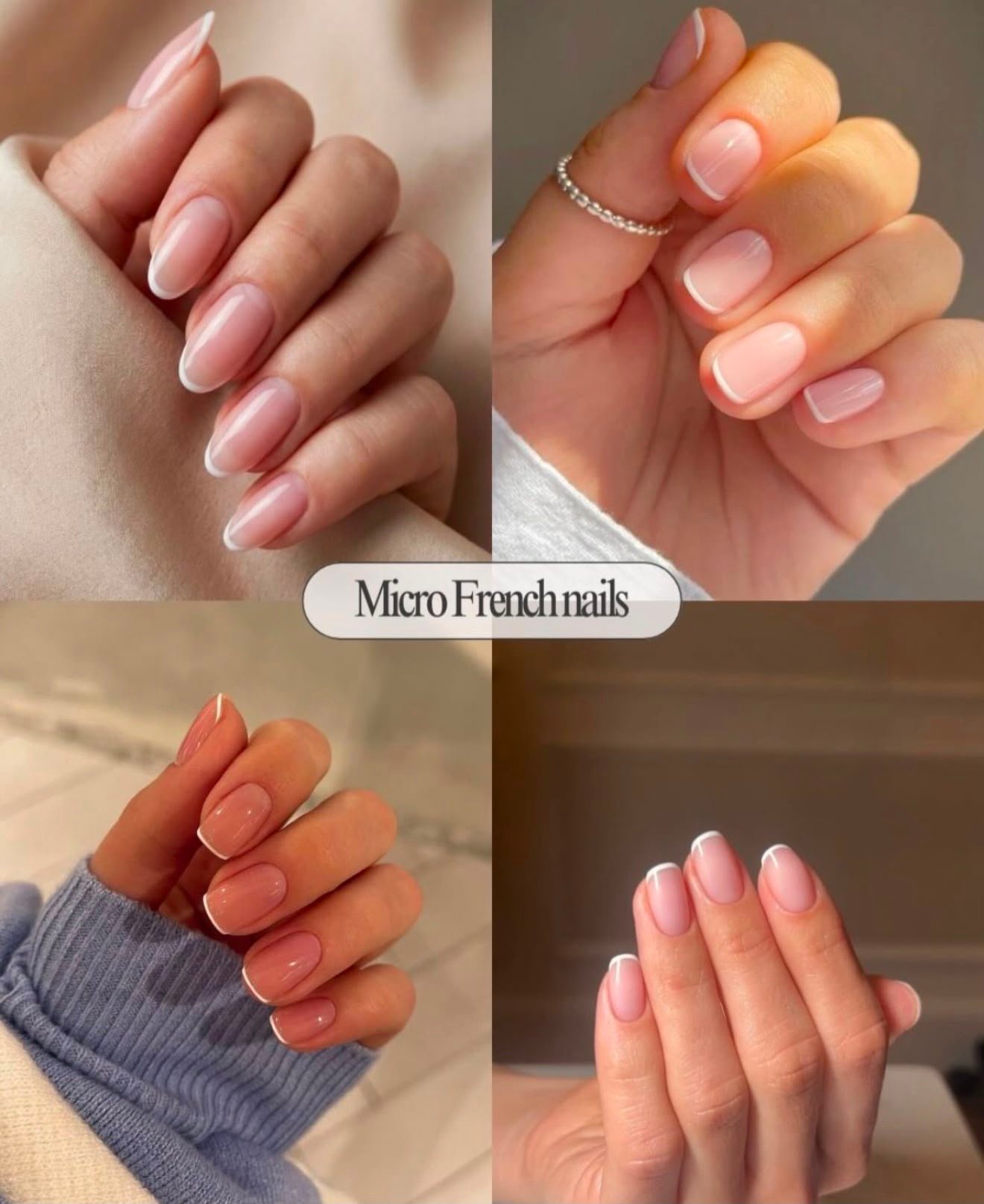 Manicure naturale per unghie corte carrellata di 4 micro french nails 