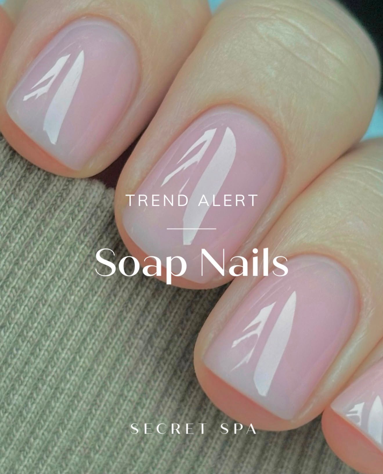 Manicure naturale per unghie corte con scritta tren alert soap nails 