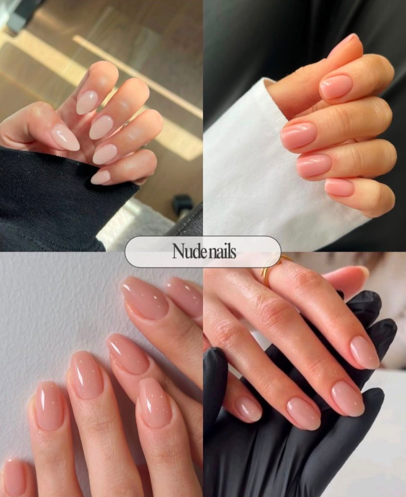 Manicure naturale per unghie corte carrellata di nude nails 