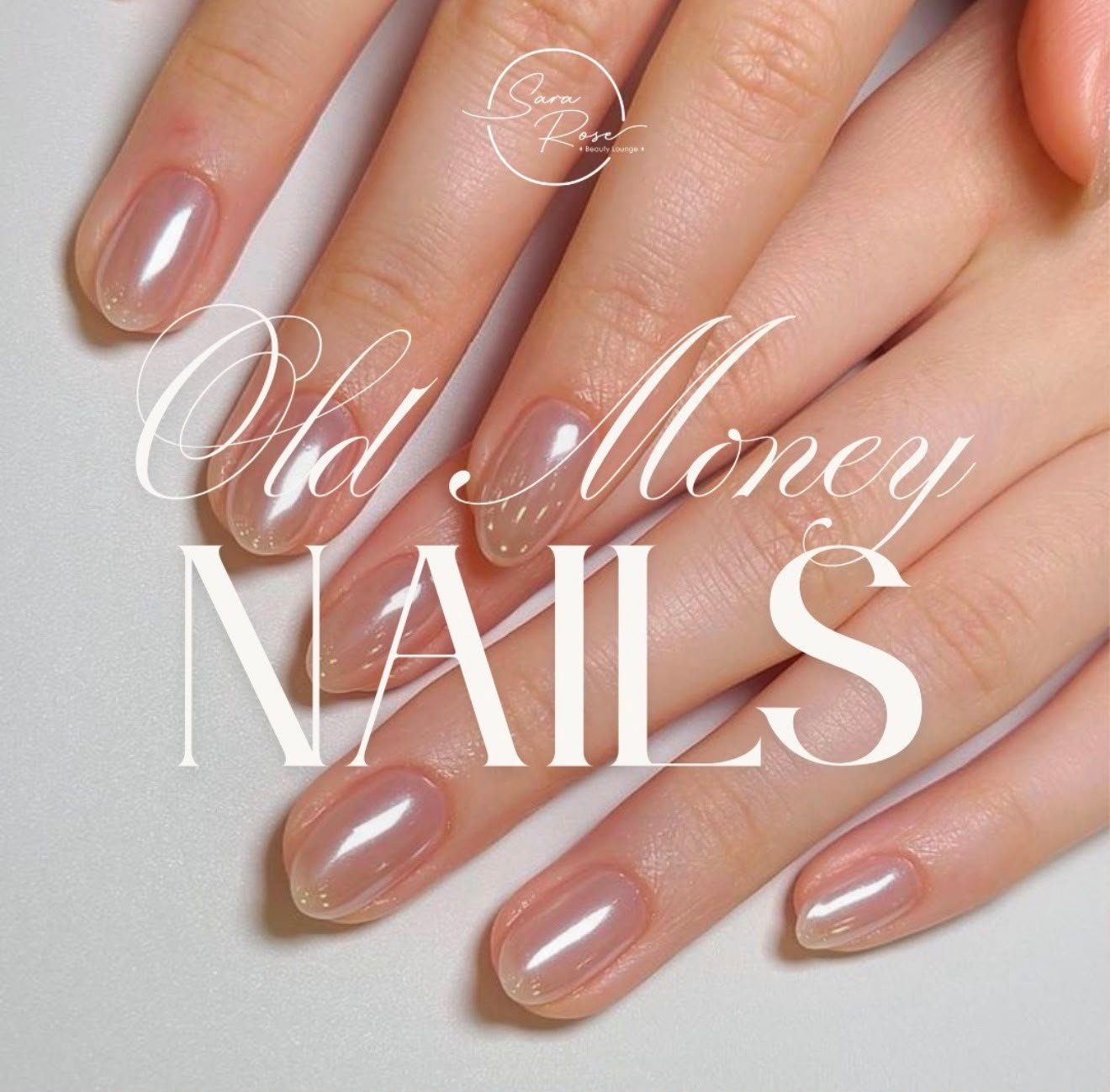 Manicure naturale per unghie corte con scritta old money nails 