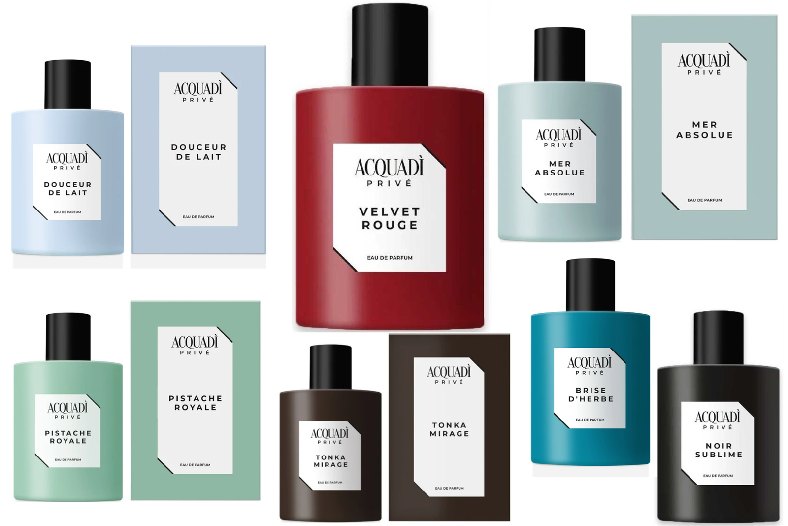 PROFUMI EQUIVALENTI TIGOTà Acquadì collage di foto dei flaconi della linea prive