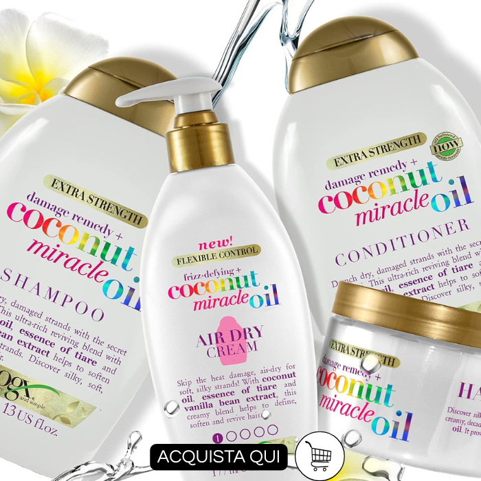 prodotti anticrespo capelli ogx Crema Capelli Frizz Defying + Coconut Miracle Oil Air Dry Cream