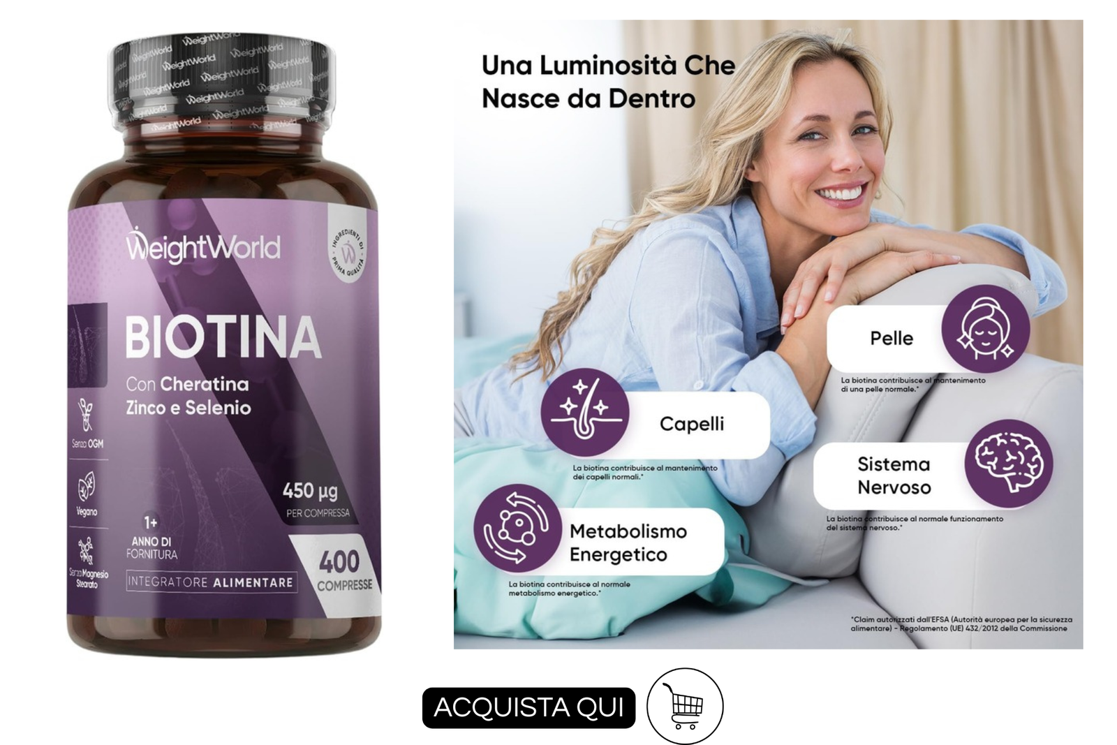 Biotina per capelli di waeight world