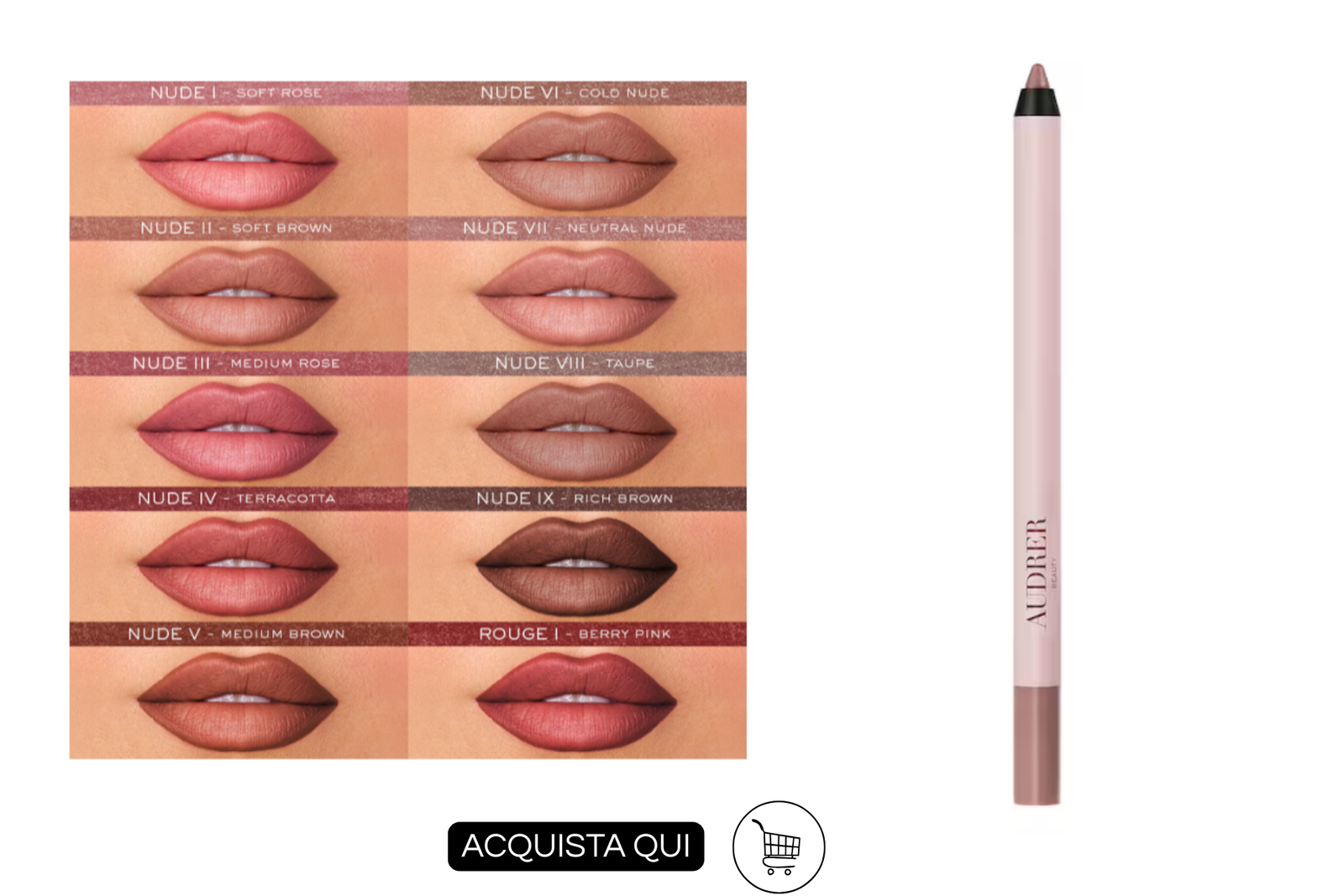 concetto matite labbra nude fredde: Audrer Lip Contour – Nude VI