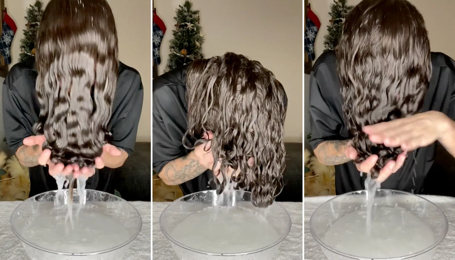 concetto di capelli mossi naturali:- tecnica bowl method