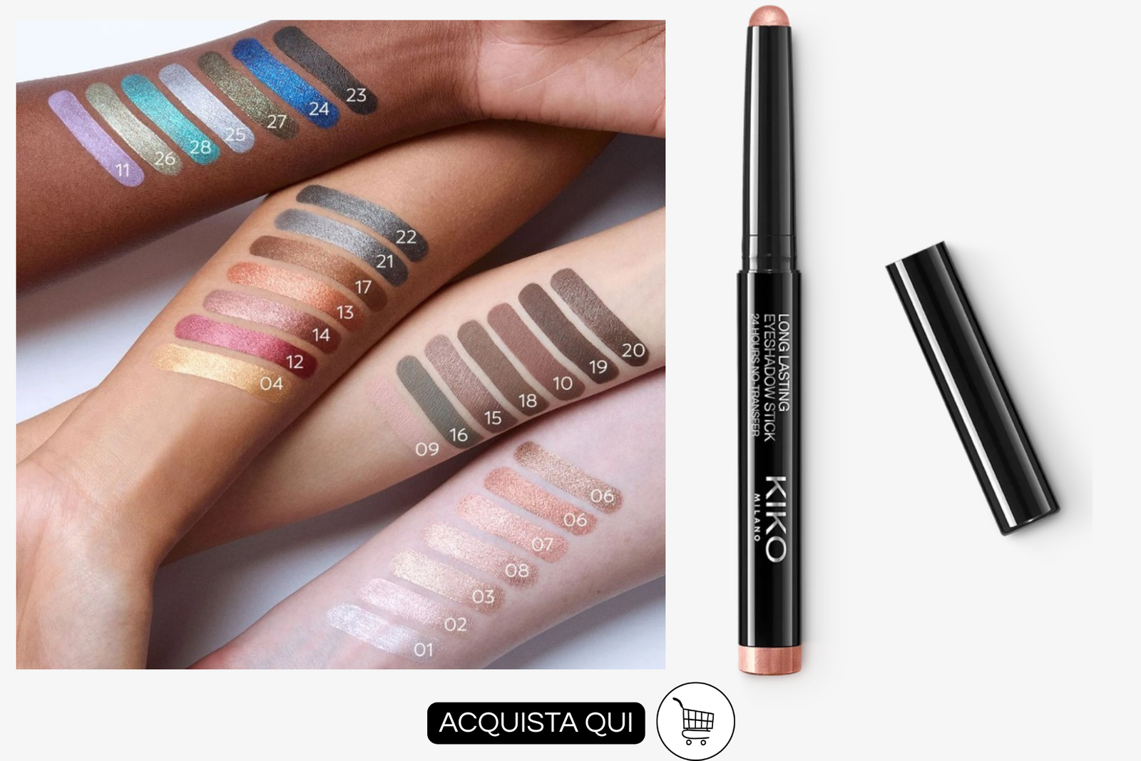 Kiko long lasting stick eyeshadow trucco occhi veloce e semplice 