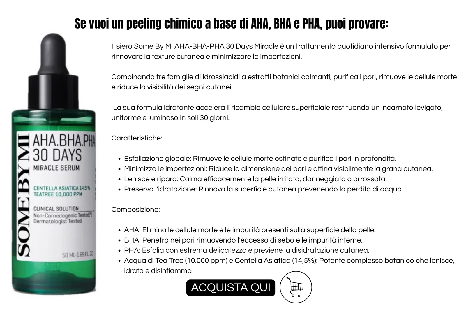 Attivi antimacchia: info grafica di aha bha pha 30 days di some by me