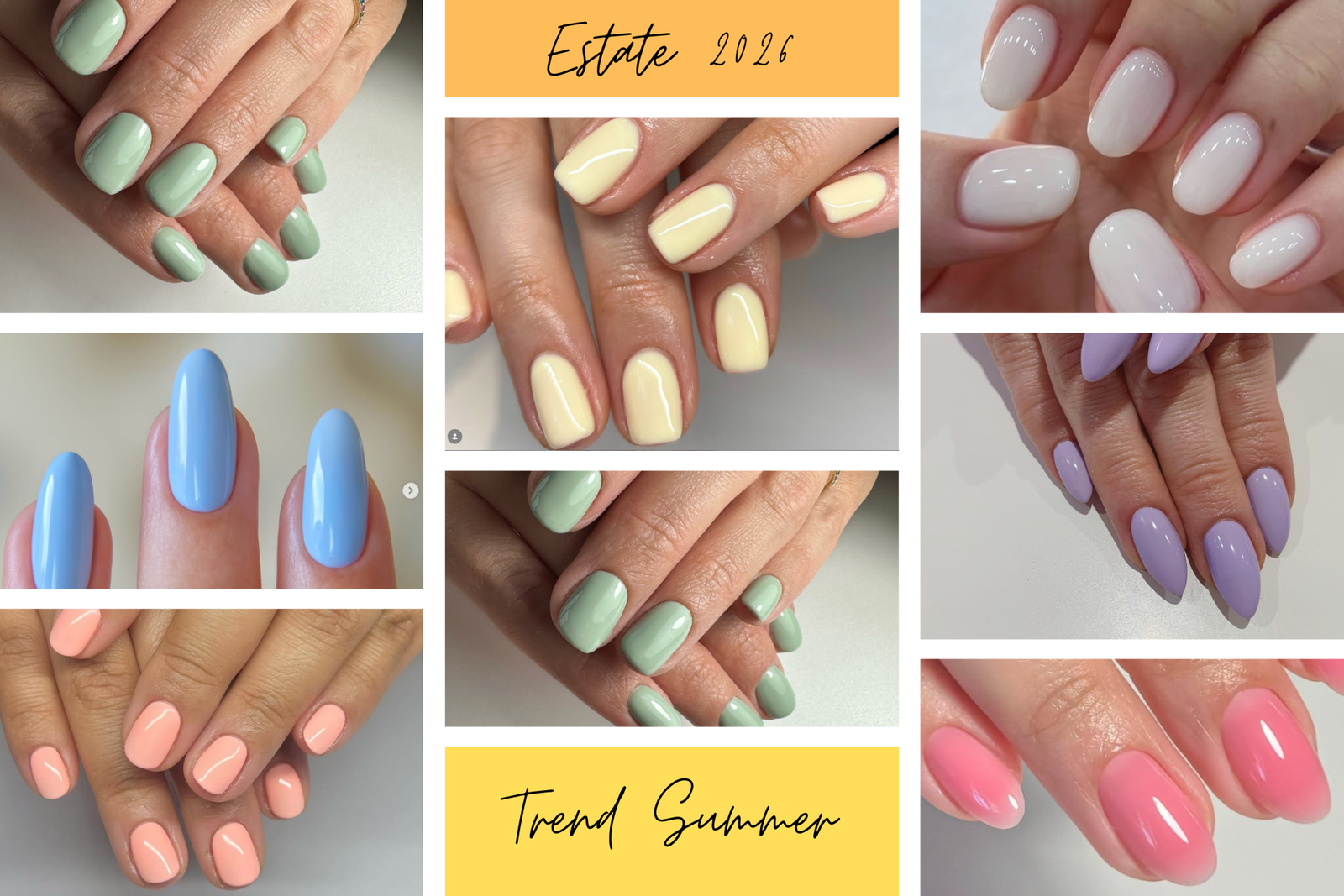 tema Unghie estate 2026:trend di stagione collage di inspo 