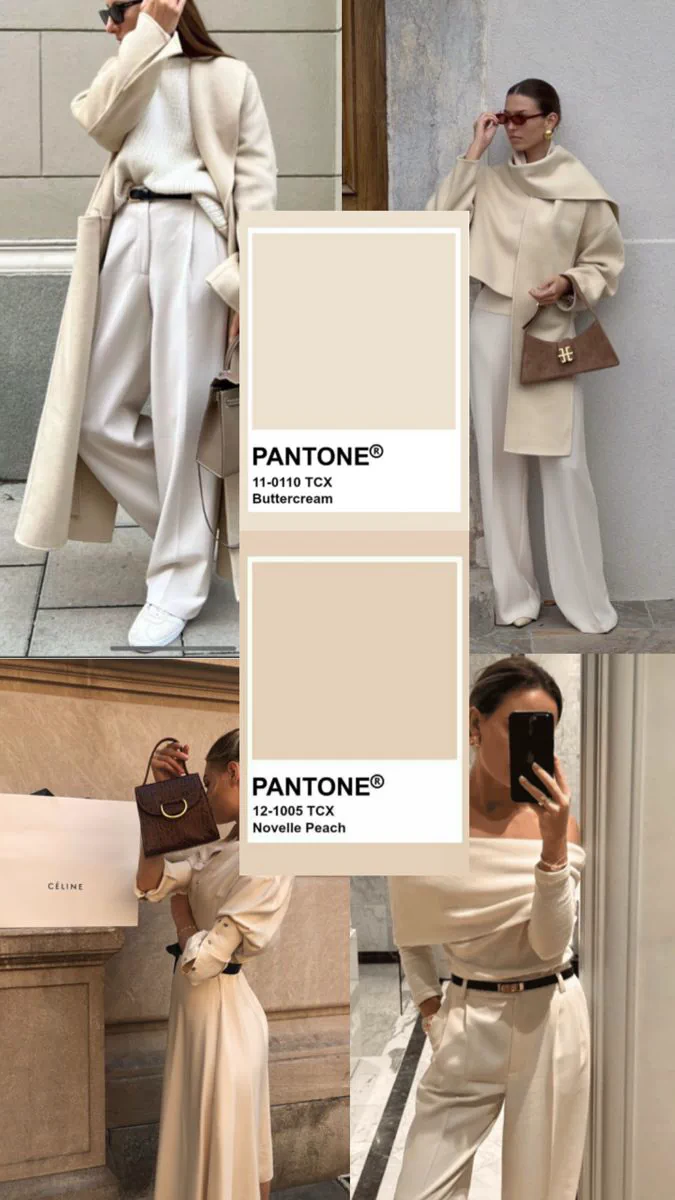 Colori moda autunno inverno 2026 collage inspo outfit in color cream